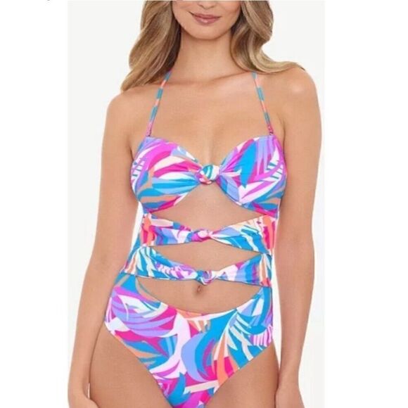 Salt + Cove Juniors' Tropical Breeze
Knotted One-Piece Swimsuit,swimwear Multi M - Picture 2 of 12